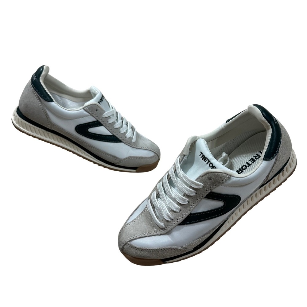Tretorn Rawlins Womens Sneakers White Grey Dark Green Retro Low‎ Top Shoes 6M